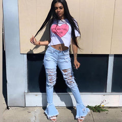 Ripped Flare Jeans