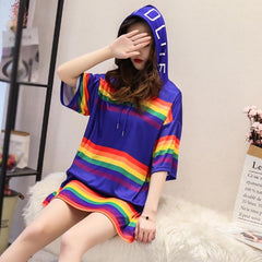 Rainbow Hooded Pocket T-Shirt