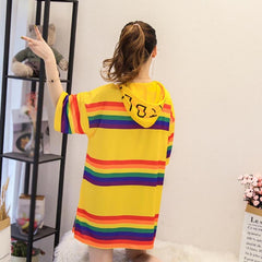 Rainbow Hooded Pocket T-Shirt