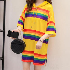 Rainbow Hooded Pocket T-Shirt