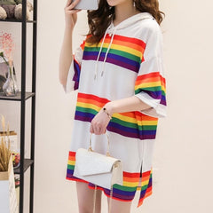 Rainbow Hooded Pocket T-Shirt