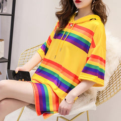 Rainbow Hooded Pocket T-Shirt