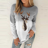 Christmas Elk Print T Shirt