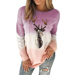 Christmas Elk Print T Shirt