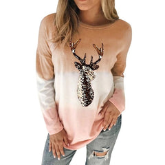 Christmas Elk Print T Shirt