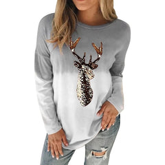 Christmas Elk Print T Shirt