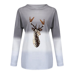 Christmas Elk Print T Shirt