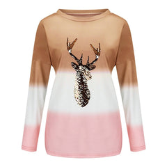 Christmas Elk Print T Shirt