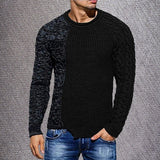 Knit O-Neck Spliced Sweaters