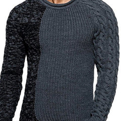 Knit O-Neck Spliced Sweaters