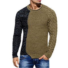 Knit O-Neck Spliced Sweaters