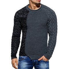 Knit O-Neck Spliced Sweaters