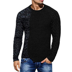 Knit O-Neck Spliced Sweaters