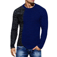 Knit O-Neck Spliced Sweaters