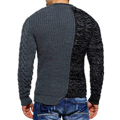 Knit O-Neck Spliced Sweaters