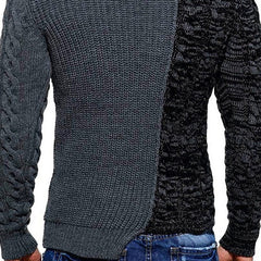 Knit O-Neck Spliced Sweaters