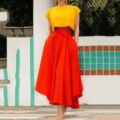 Solid Color Long Skirts