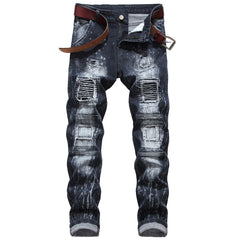 Patchwork ripped jeanss