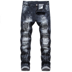 Patchwork ripped jeanss