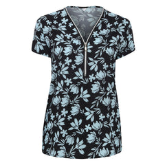 T-Shirts Print V-Neck Zipper