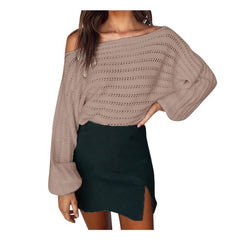 Slotted Shoulder Loose Sweater