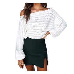 Slotted Shoulder Loose Sweater