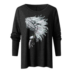 Feather Print Oversize T-Shirts