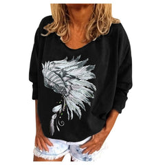 Feather Print Oversize T-Shirts